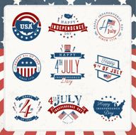 American Independence Day Badges and Labels in Vintage Style
