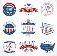 American Independence Day Badges and Labels in Vintage Style N2