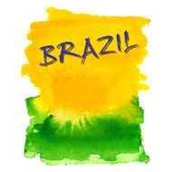 Handmade watercolor Brazil flag background Brasil summer N8