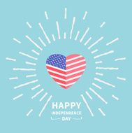 Shining heart flag Star and strip Happy independence day Flat
