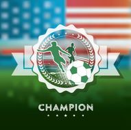 woman soccer sign on blurred us flag