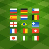 Flags of different national football teams