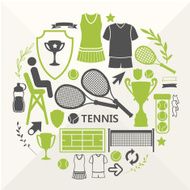 Vector illustration with sports objects for tennis N4