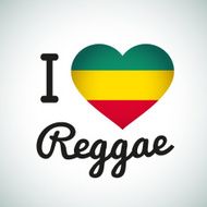 I love Reggae Heart illustration Jamaican music logo design Africa