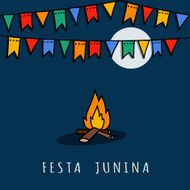 Brazilian june party vector illustration background with fire and flags N2