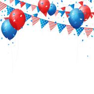 Vector independence 4 July element flags and confetti