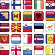 Europe Buttons Square Flags