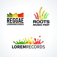 Set of reggae music equalizer logo emblem vector elements