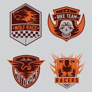 auto and moto racing emblem set design elements