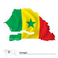 Map of Senegal with flag
