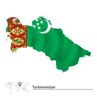 Map of Turkmenistan with flag