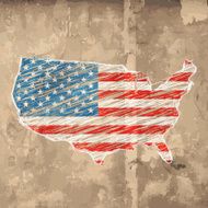 USA flag map wooden style