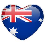 Australia Flag Heart Glossy Button N2