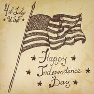 Hand drawn sketch American flag USA Independence day vector illustration