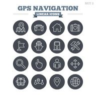 GPS navigation linear icons set Thin outline signs Vector N8