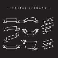 Black vector ribbons with white borders on black background
