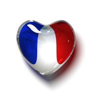 Glass French heart isolated on white