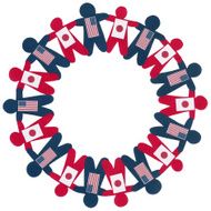 American and japanese boys circle
