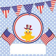Independence Day background with bunting flags and chick