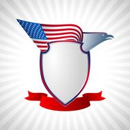 Eagle US Shield Flag Wing Flying Background Grey