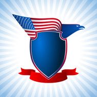 Eagle US Shield Flag Wing Flying Background Blue