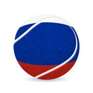 Tennis ball with flag of Russia isolated on white