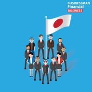 Japan flag businessman on blue background clean vector
