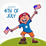 Cute boy with flag for American Independence Day celebration N2