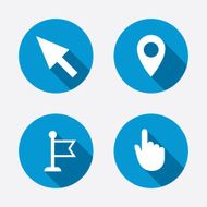 Mouse cursor icon Hand or Flag pointer symbols N22