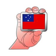 hand holding Samoa flag
