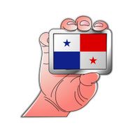 hand holding Panama flag