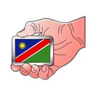 hand holding Namibia flag