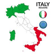 Regions map of Italy Mappa delle regioni Italia colore
