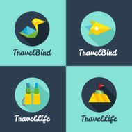 Vector flat travel agency logo templates set