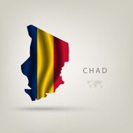 Flag of CHAD as a country with shadow