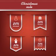 Set of elegant Christmas vertical ribbon tags with discount symbols N4