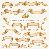 Watercolor set of ribbons