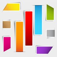 Set of blank rectangle or square labels with rounded corners