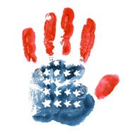 handprint USA flag on white background