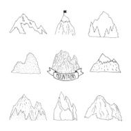 Mountains vector collection hand drawn mountain set