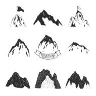 Mountains vector collection hand drawn mountain set N2