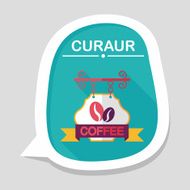 Coffee shop signs flat icon with long shadow eps10 N69