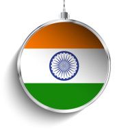 Merry Christmas Silver Ball with Flag India N2