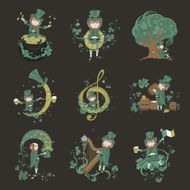 Set of illustrations for St Patrick&#039;s Day