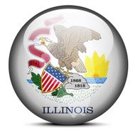 Map on flag button of USA Illinois State