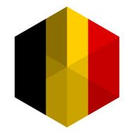 Belgium Flag Hexagon Flat Icon Button