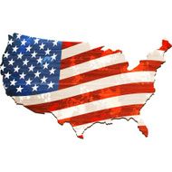 USA flag map wooden style N2