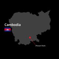 Detailed map of Cambodia and capital city Phnom Penh with