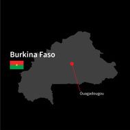Detailed map of Burkina Faso and capital city Ouagadougou with