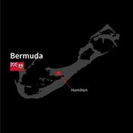 Detailed map of Bermuda and capital city Hamilton with flag